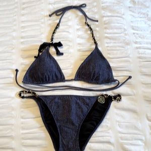 VS denim look Bikini. Top is XS. bottoms are S